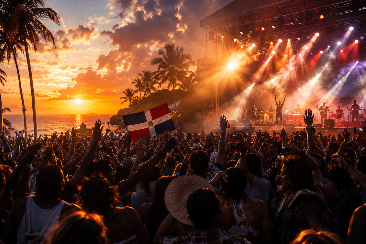 Ambiente de evento y concierto dominicano