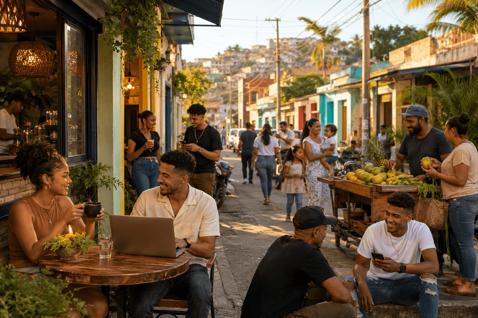 Editorial visualization of contemporary Dominican lifestyle.
