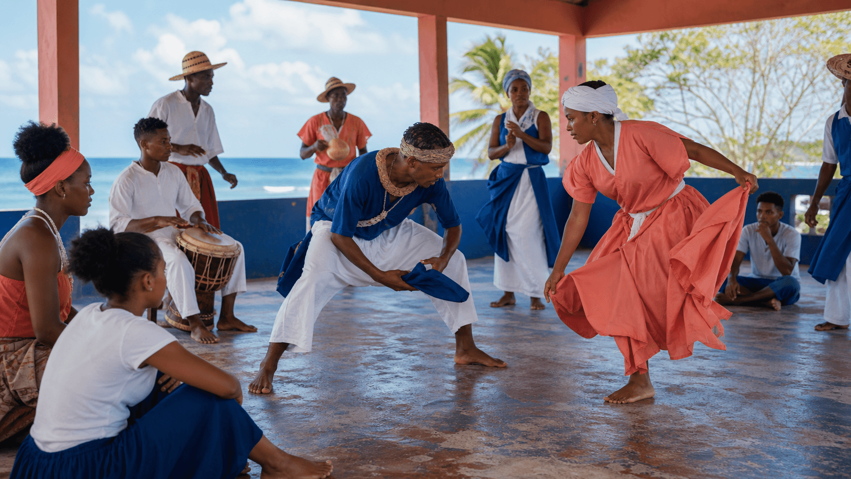 Editorial artwork honoring Cocolo dance drama in San Pedro de Macorís