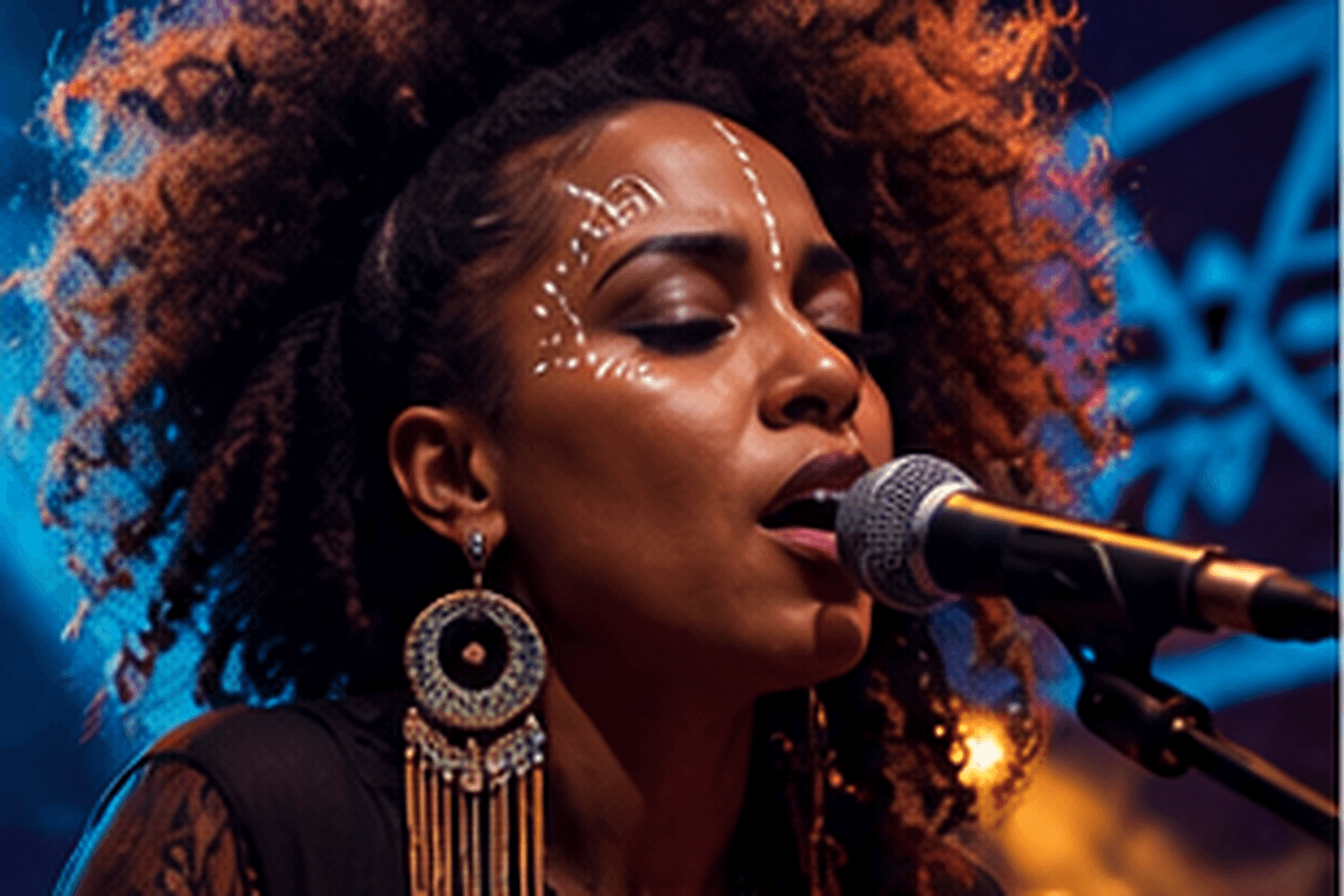 WSD editorial artwork depicting Carolina Camacho in a performance setting.